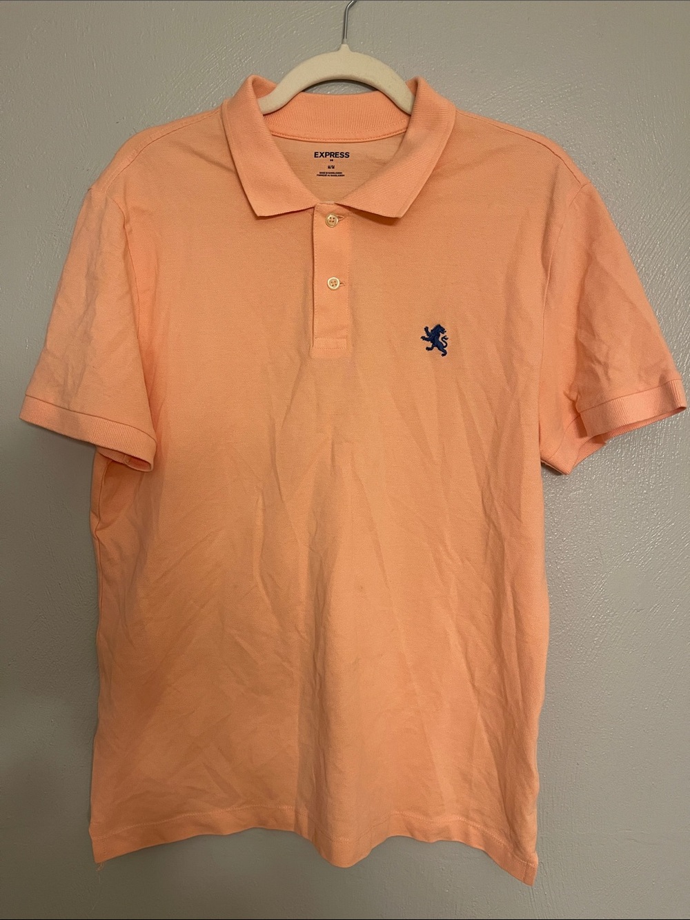 Express Men’s Peach Polo with Navy Embroidered Crest
